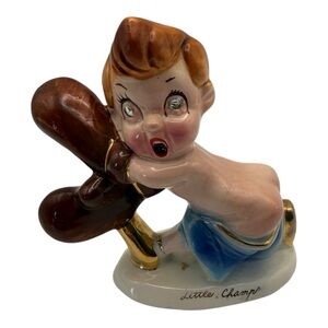 Little Champ Ceramic Figurine - Brown and Blue
